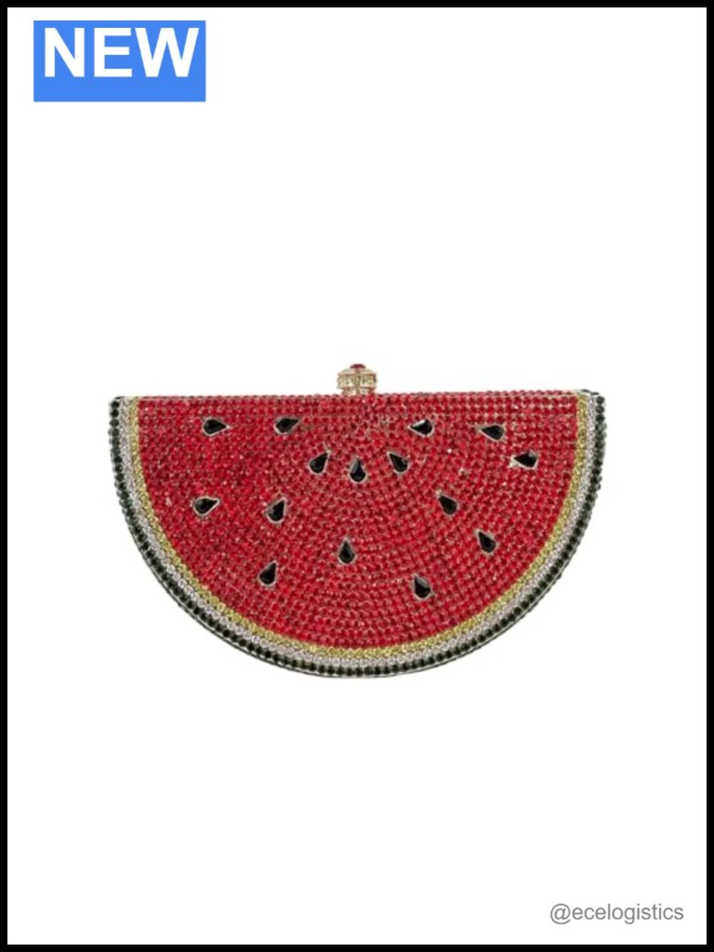 Faux PU Leather Watermelon Shaped Rhinestone Crystal Clutch Evening Bag